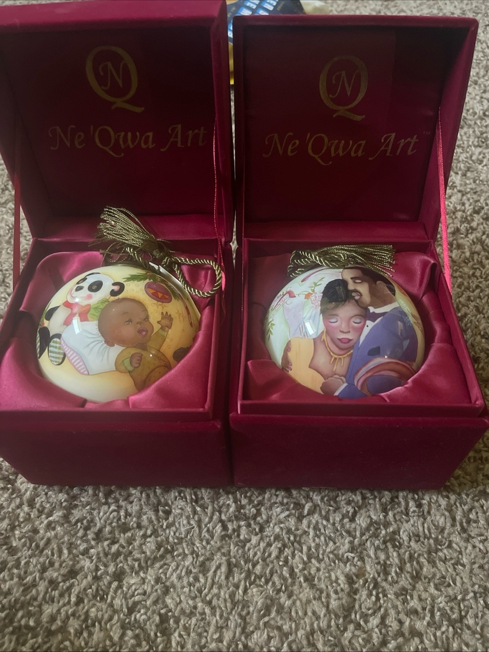 Hand-Painted Keepsake Ornament in Pink and Gold